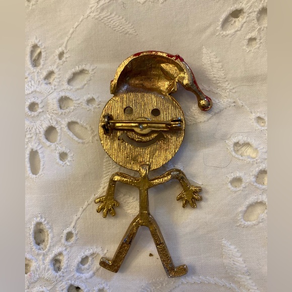 Vintage SMILEY FACE Santa Brooch Pin 1960’s 2 1/2” So cute! - Picture 2 of 4